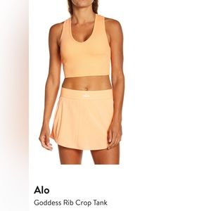 ALO Goddess Rib Crop Tank Cantaloupe, Size M